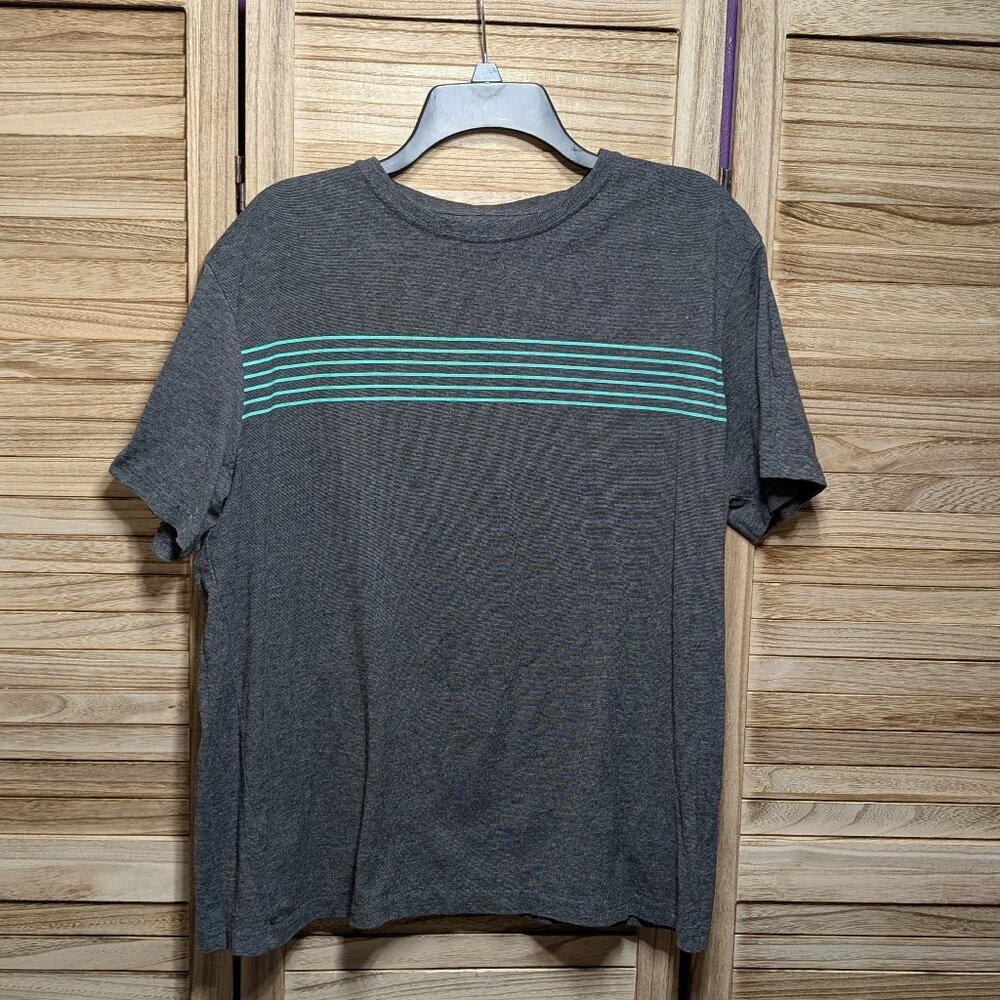 Lee T-Shirt Gray with Teal Stripes Size Large
